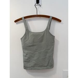 Womens Lululemon Size 4 Green Ebb to Street Scoop Cropped Tank B/C LW1ERWS